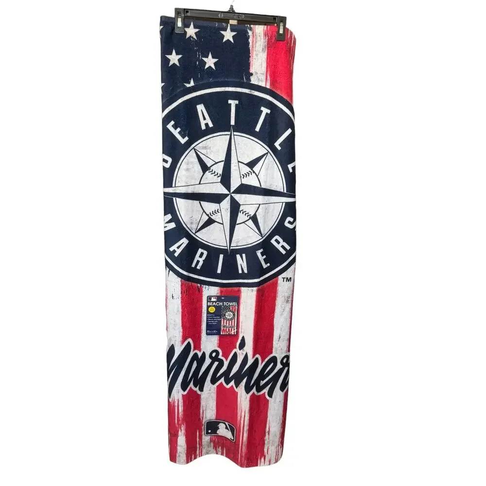 New ~WinCraft Seattle Mariners 30'' x 60'' Patriotic Spectra Beach Towel